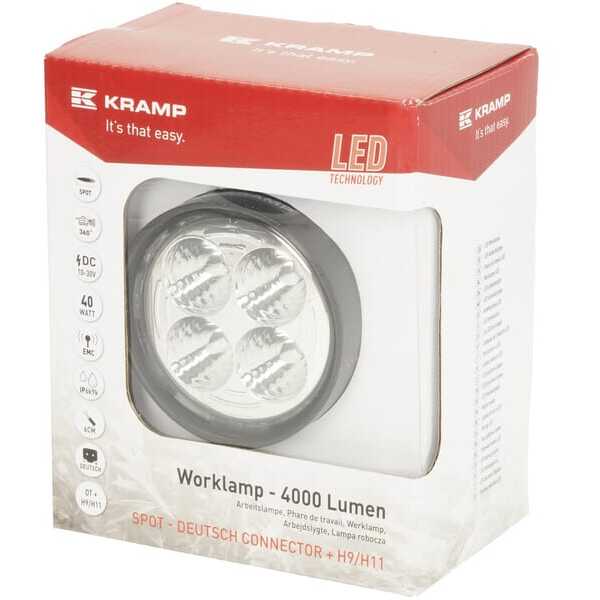 John Deere Lámparas de trabajo redondas LED - LA10551SP - Foco de trabajo LED, 40 W, 4000 lm, redondo, blanco, 10/30 V, 84 x 126