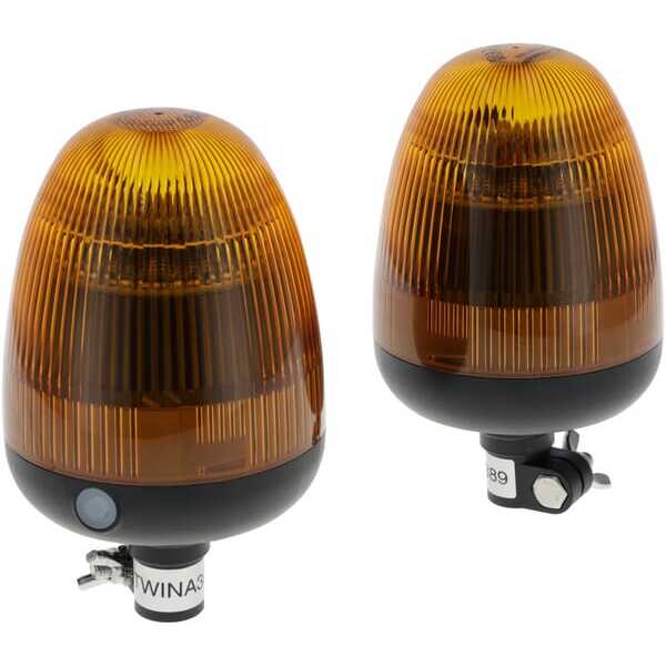 John Deere Faro rotativo/destellante LED fijación mástil flexible, 12/24 V - LA20095 - Juego de 2 balizas intermitentes LED sinc